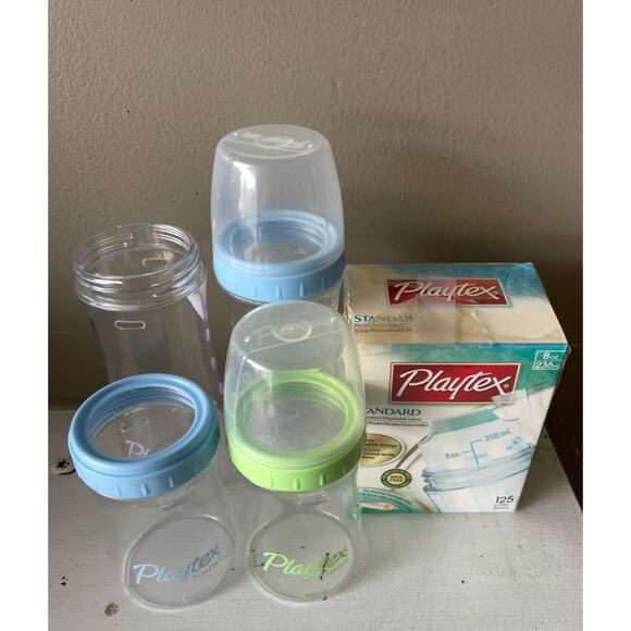 Vintage Playtex Drop In Nurser Bottles 4 & 8 oz + 8oz liners box of 125 each new - Picture 1 of 7